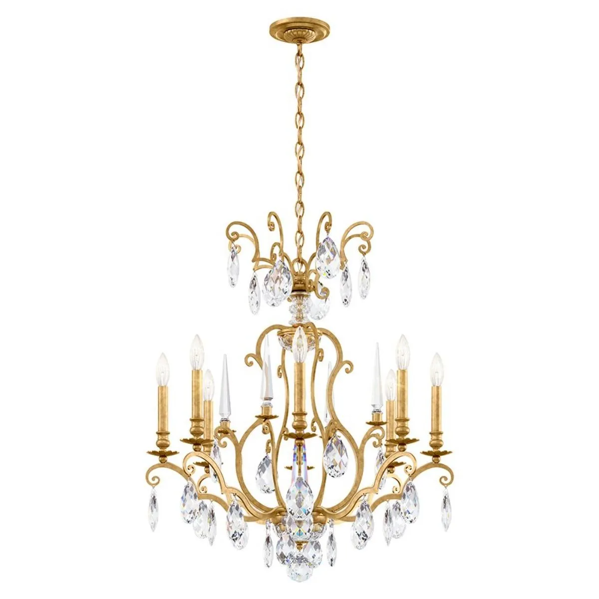 Renaissance Nouveau 8 Light Heirloom Gold Chandelier with Heritage Crystal