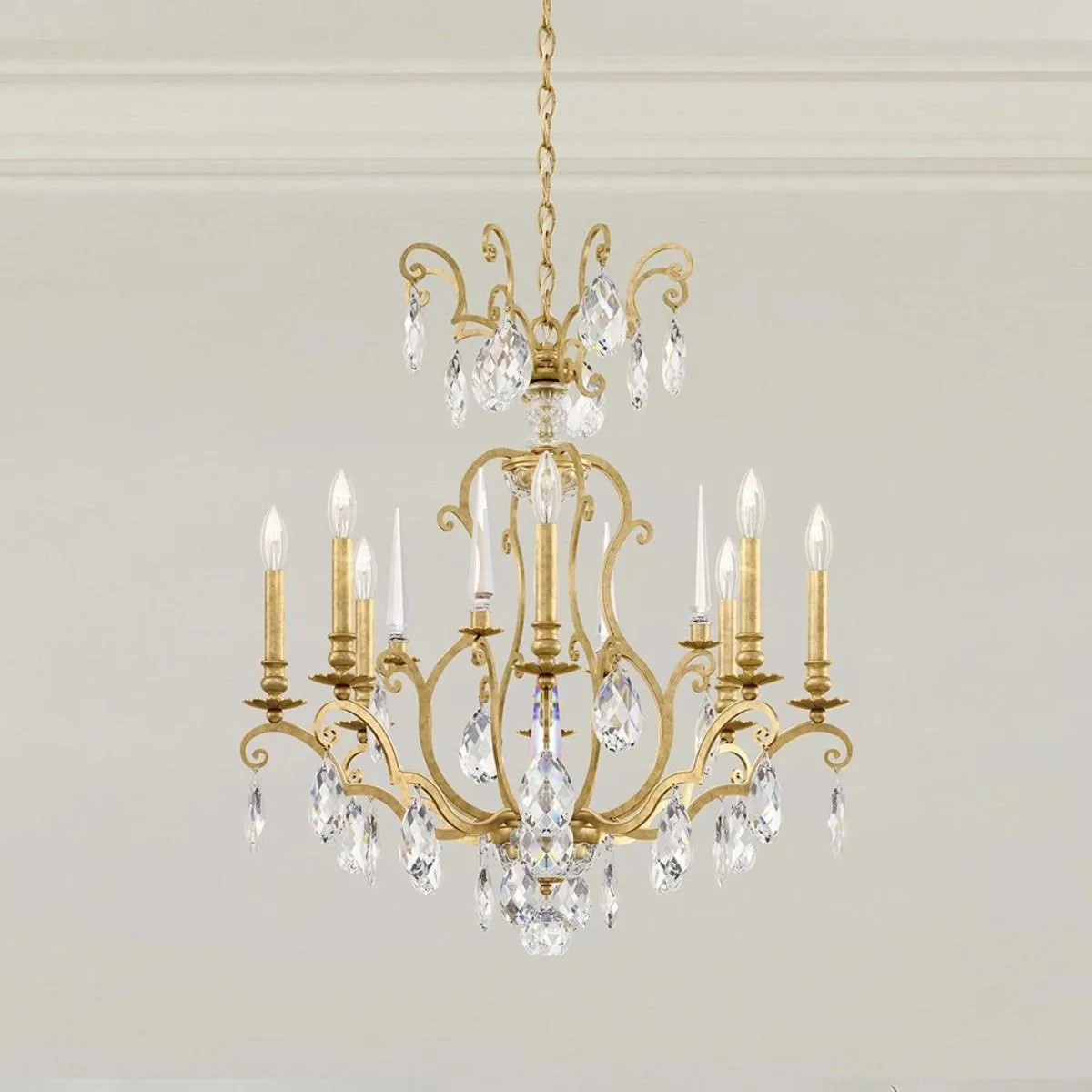 Renaissance Nouveau 8 Light Heirloom Gold Chandelier with Heritage Crystal