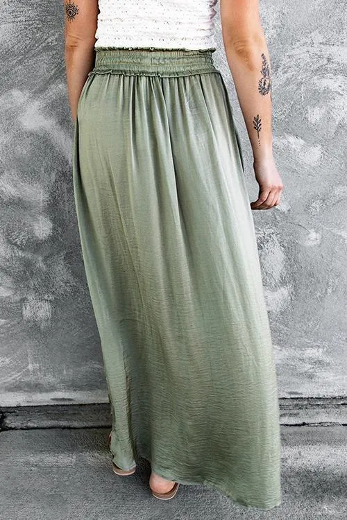 Slit Drawstring Maxi Skirts