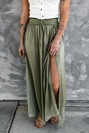 Slit Drawstring Maxi Skirts