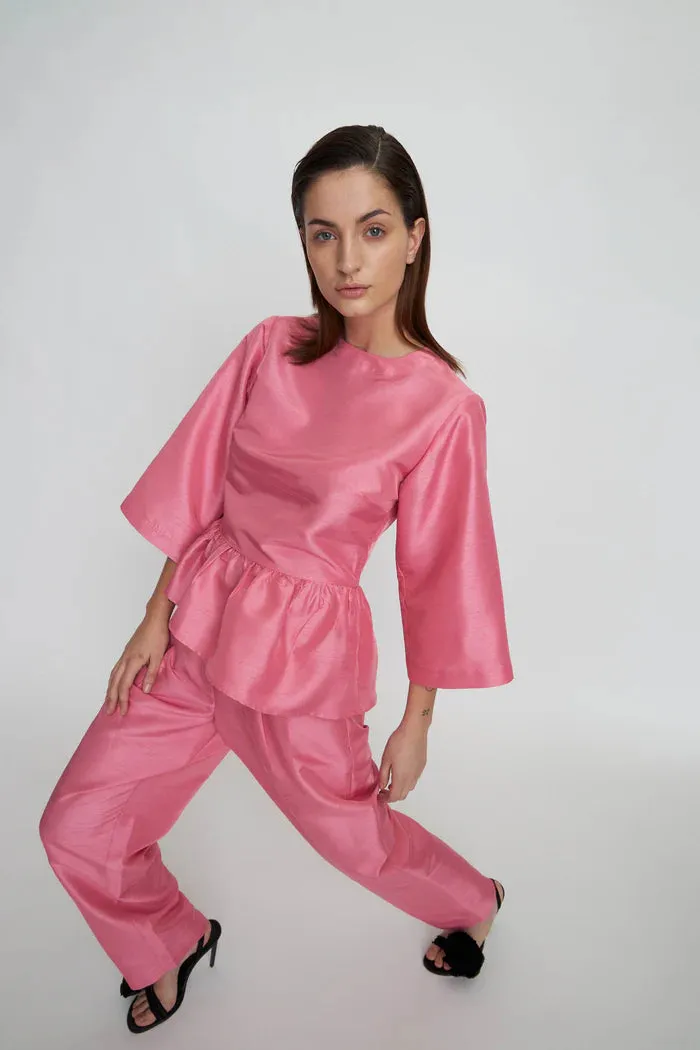 Stella Nova Crispy Peplum Pink Bouse