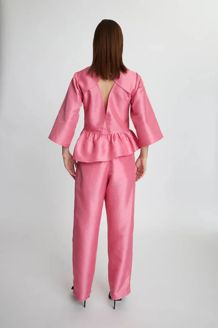 Stella Nova Crispy Peplum Pink Bouse