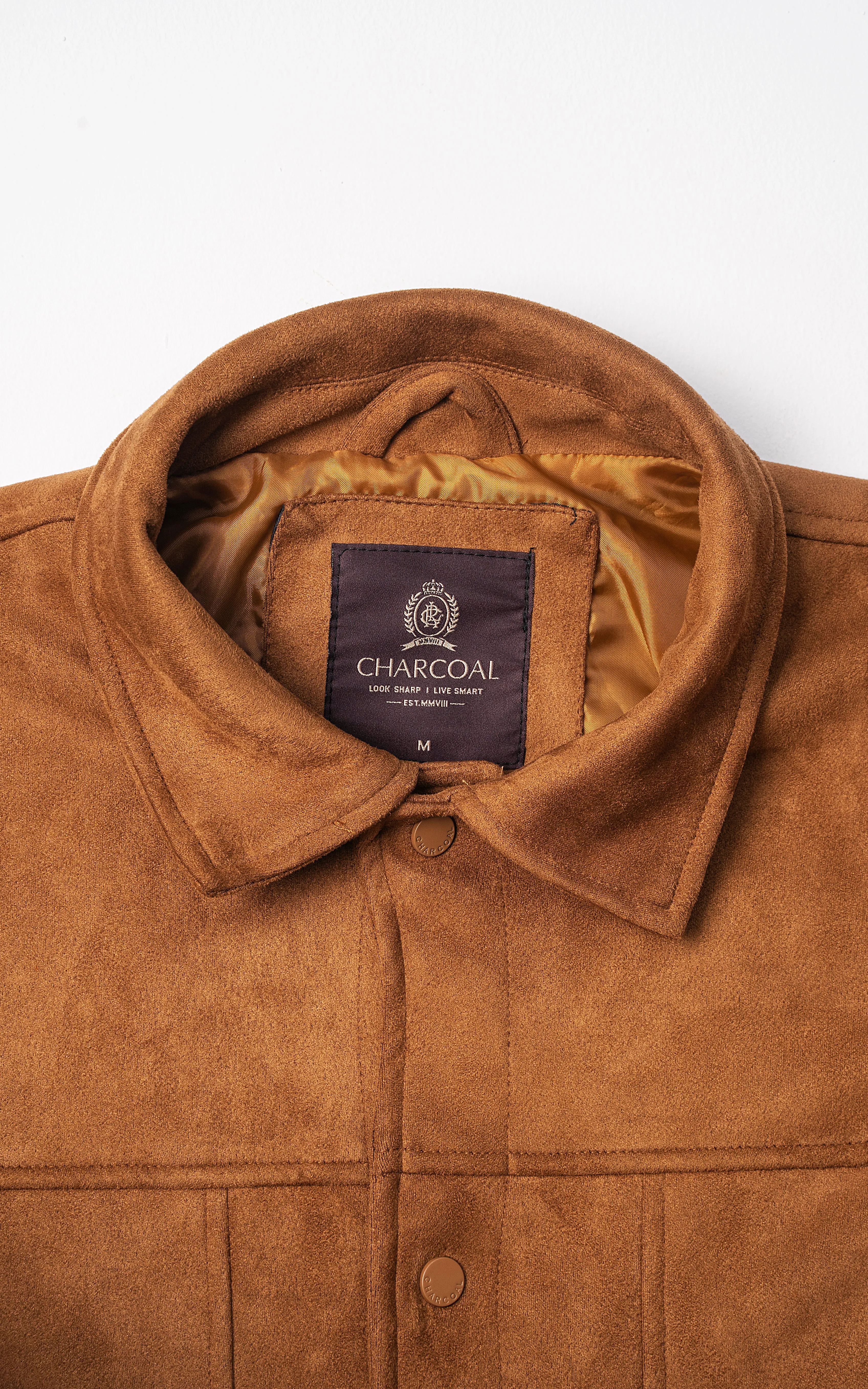 SUEDE UTILITY JACKET FULL SLEEVE CAMEL