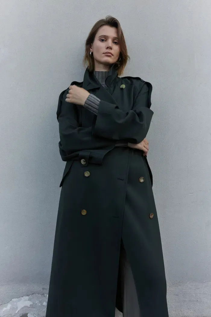 Tadao Trench Coat in Wool Twill Blend