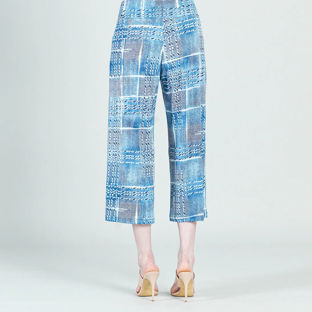 Textured Modern Gaucho Pant - Denim Plaid - Final Sale!