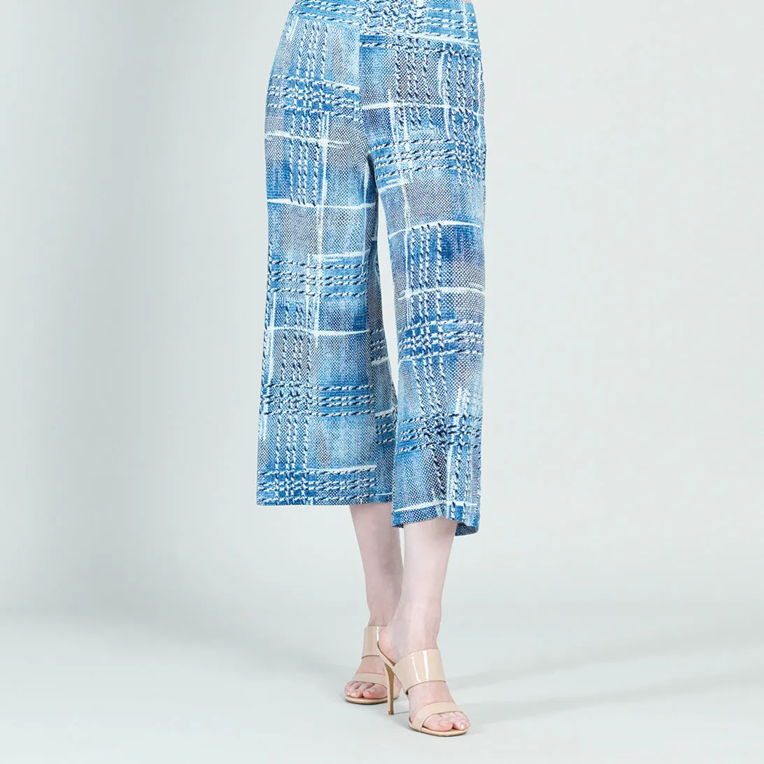 Textured Modern Gaucho Pant - Denim Plaid - Final Sale!