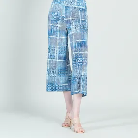 Textured Modern Gaucho Pant - Denim Plaid - Final Sale!