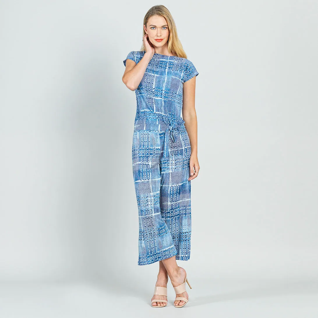 Textured Modern Gaucho Pant - Denim Plaid - Final Sale!