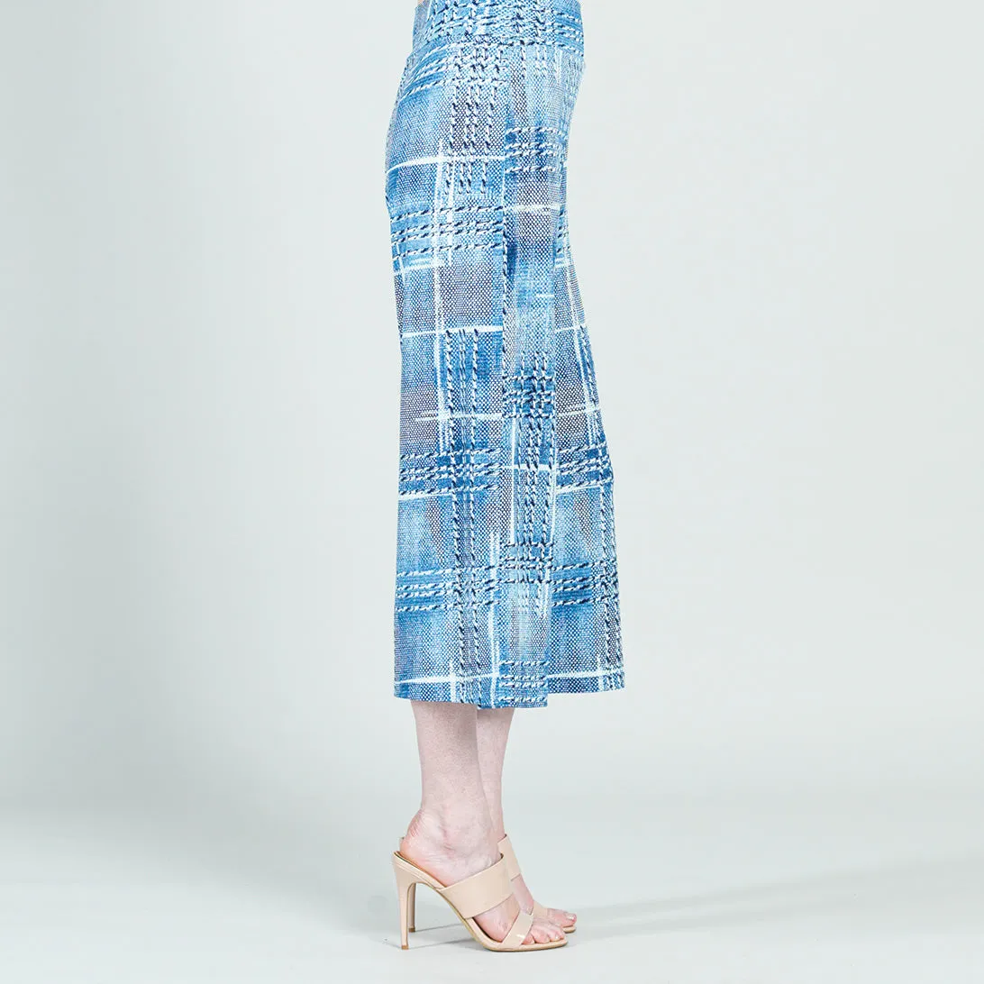 Textured Modern Gaucho Pant - Denim Plaid - Final Sale!