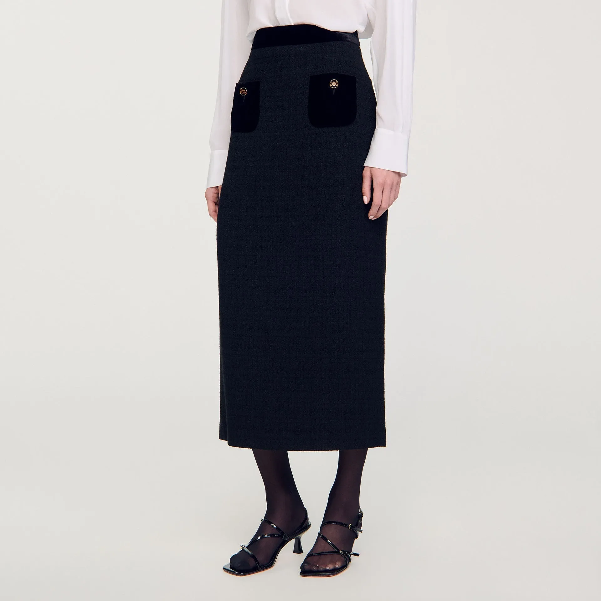 Tweed and Velvet Maxi Skirt