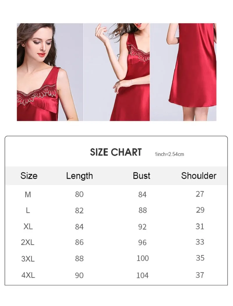 VenusFox Summer Lady Satin Nightgown Luxury Women Lingerie Night Dress Plus Size Silk Sleep Shirts Female Sleeveless Sleepwear Loungewear