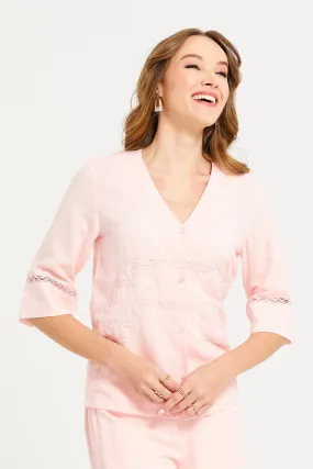 Women Pink Embroidered Blouse