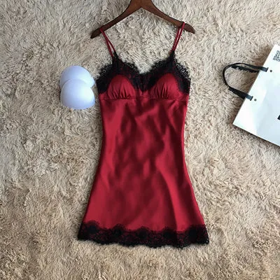 Women's sexy lace decoration sleeveless nightgowns