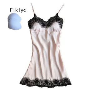 Women's sexy lace decoration sleeveless nightgowns