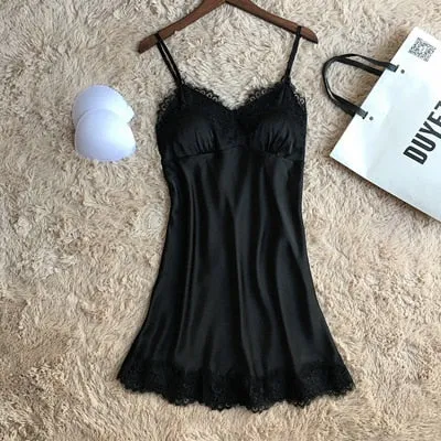 Women's sexy lace decoration sleeveless nightgowns